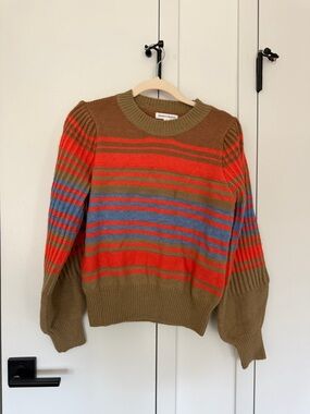 Striped Crewneck Sweater in brown, Red & Blue